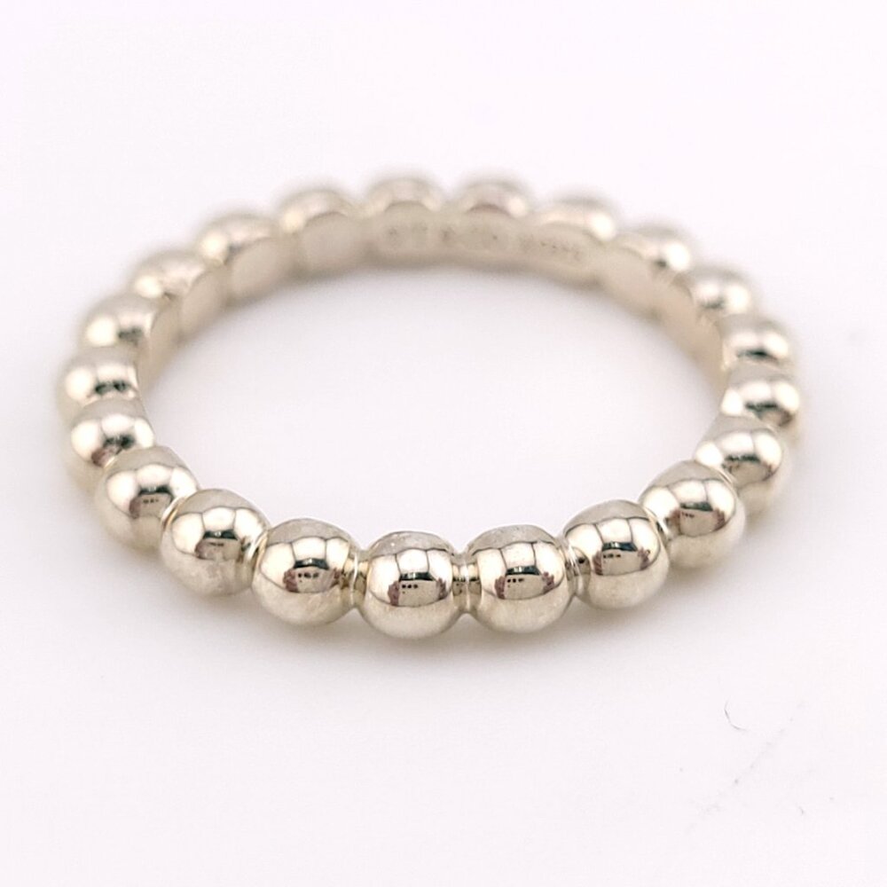 Tiffany & Co. Sterling Silver Ziegfeld Bead Beaded Hardwear Band Ring Size 6 - Picture 2 of 7
